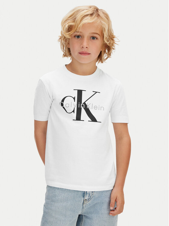 Calvin Klein Jeans T-Shirt Monologo LV1CKSJA33 Biały Regular Fit