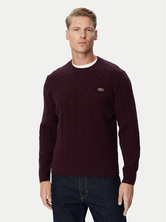 Lacoste Sweter AH2924 Bordowy Classic Fit