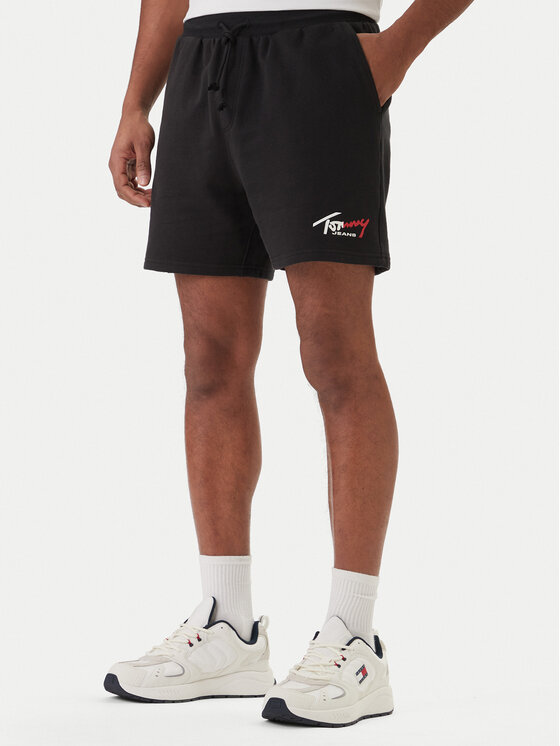 Tommy Jeans Szorty sportowe Signature DM0DM23017 Czarny Regular Fit