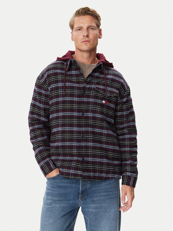 Tommy Jeans Kurtka koszulowa DM0DM23521 Bordowy Relaxed Fit