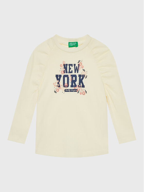 United Colors Of Benetton Bluzka 3VR5G105K Beżowy Regular Fit