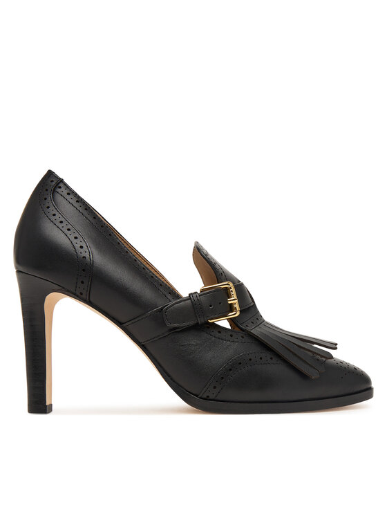 LAUREN RALPH LAUREN Półbuty Colleen Perforated Calfskin Kiltie Pump 802P02364002 Czarny