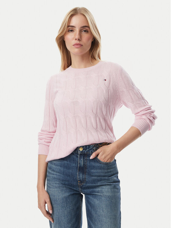 Tommy Hilfiger Sweter WW0WW43586 Różowy jasny Regular Fit