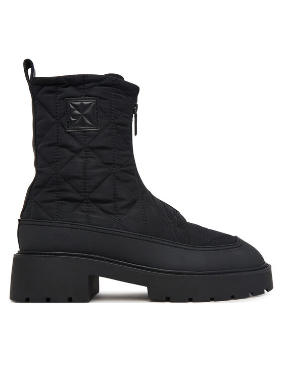 Calvin Klein Botki Chunky Zip Boot Mat Mix Aop Em HW0HW03205 Czarny