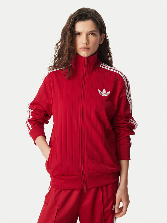 adidas Bluza Pinstripe Firebrid Loose Tracktop KS9984 Czerwony Regular Fit