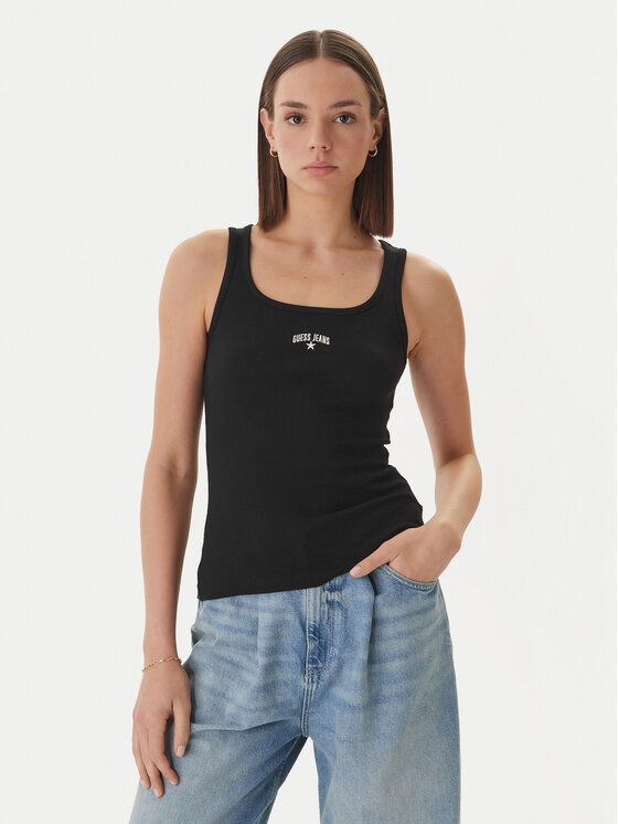 Guess Jeans Top W6GPZ2 KA0H1 Czarny Slim Fit