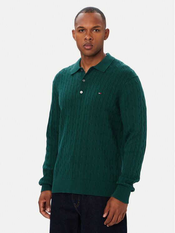 Tommy Hilfiger Sweter Classic MW0MW41955 Zielony ciemny Regular Fit