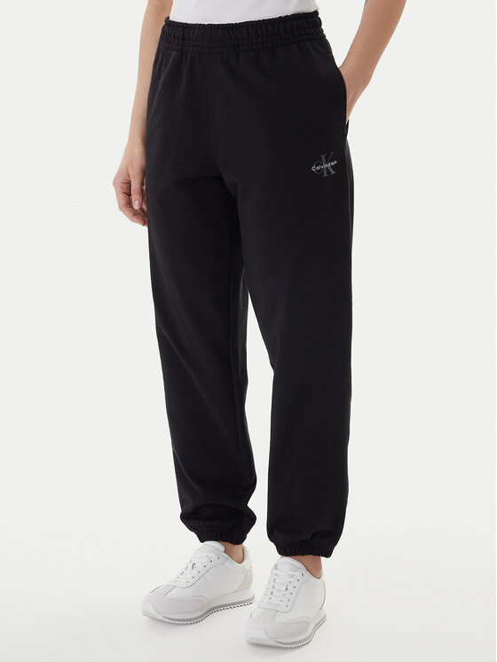 Calvin Klein Jeans Spodnie dresowe Foil Monologo LV047E826G Czarny Regular Fit