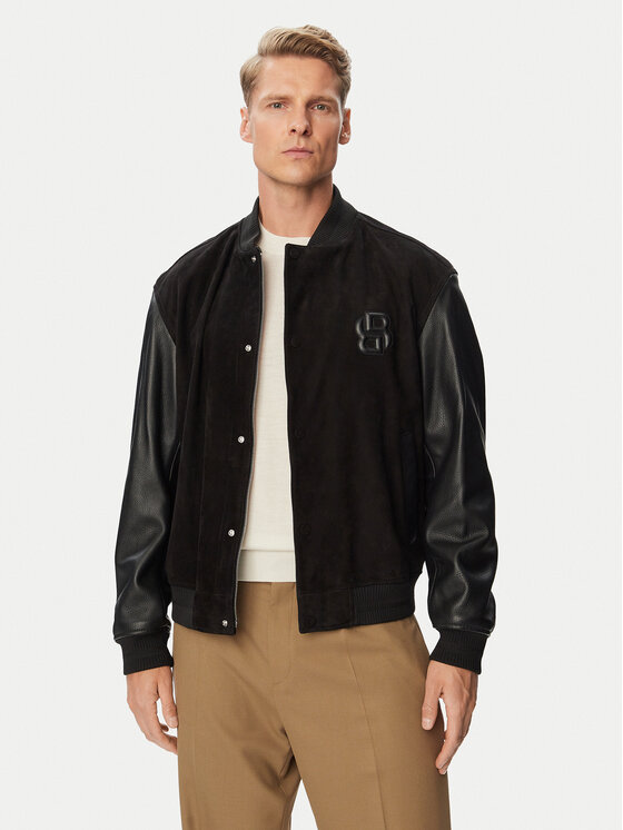 BOSS Kurtka skórzana C-Mileon 50564584 Czarny Regular Fit