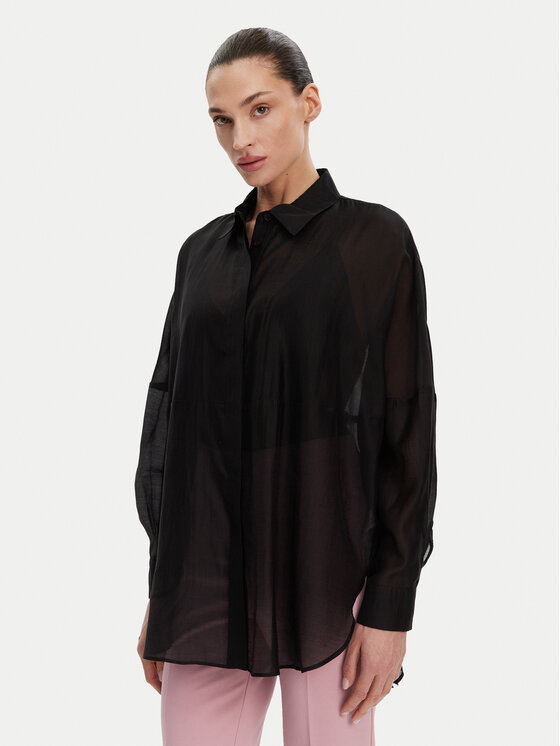 ACCESS FASHION Koszula 53-7068-104 Czarny Loose Fit