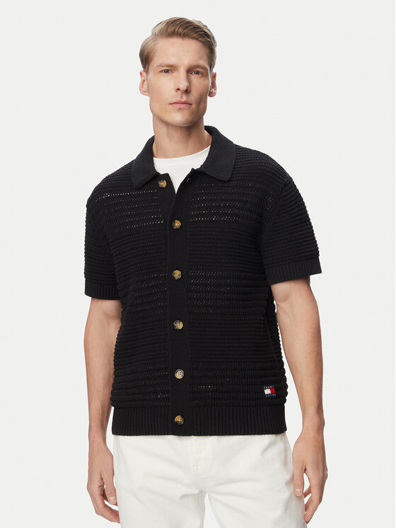 Tommy Jeans Koszula Crochet DM0DM23373 Czarny Regular Fit