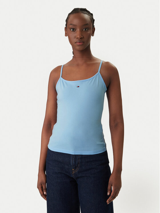 Tommy Jeans Top Essential DW0DW20675 Błękitny Slim Fit