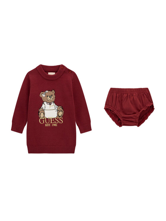 Guess Sukienka dzianinowa A6BK06 Z1316 Bordowy Regular Fit