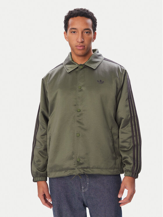 adidas Kurtka przejściowa 3 Stripes Satin HZ3804 Brązowy jasny Loose Fit