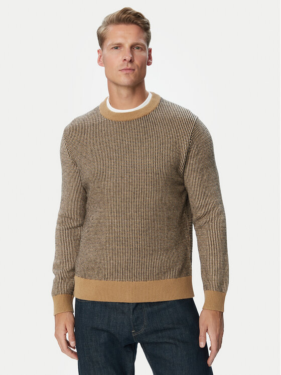 Calvin Klein Sweter LV04LH310G Brązowy Regular Fit