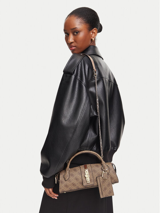 Guess Torebka Yvonne Logo Mini HWSG23 78760 Brązowy jasny
