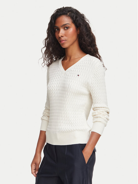 Tommy Hilfiger Sweter WW0WW44987 Kremowy Regular Fit