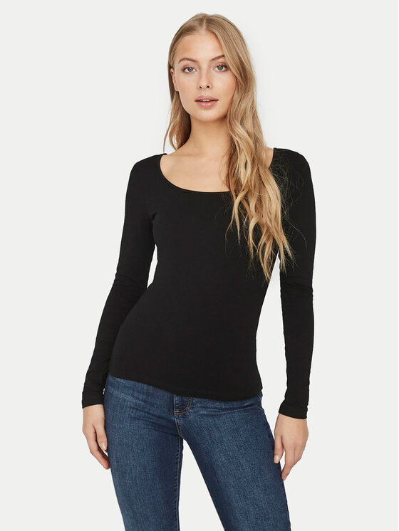 Vero Moda Bluzka Maxi My 10228809 Czarny Slim Fit
