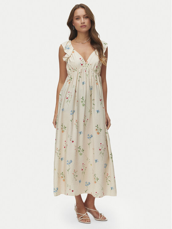 Vero Moda Sukienka letnia Josie 10324125 Beżowy Regular Fit