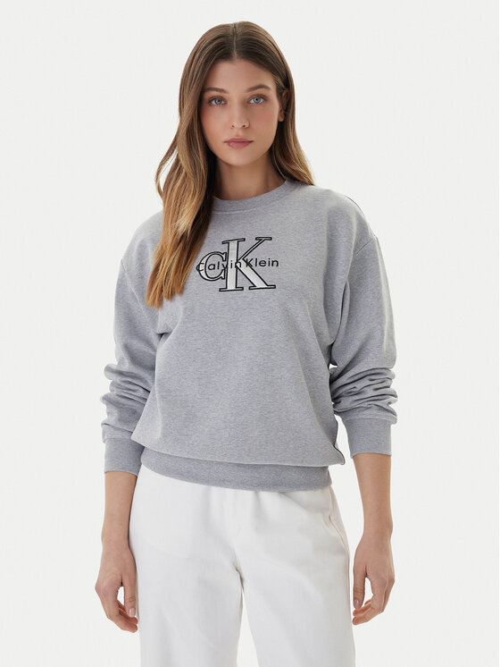 Calvin Klein Jeans Bluza Foil Monologo LV047E825G Szary Regular Fit