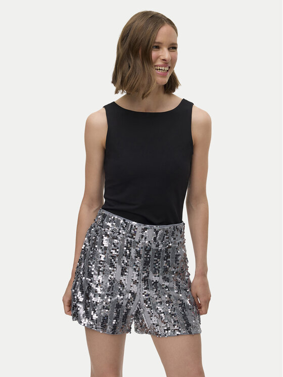 Vero Moda Szorty materiałowe Efa 10335727 Srebrny Loose Fit