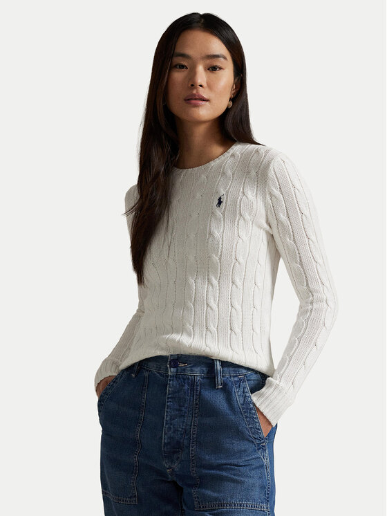 Polo Ralph Lauren Sweter 211971869007 Biały Slim Fit