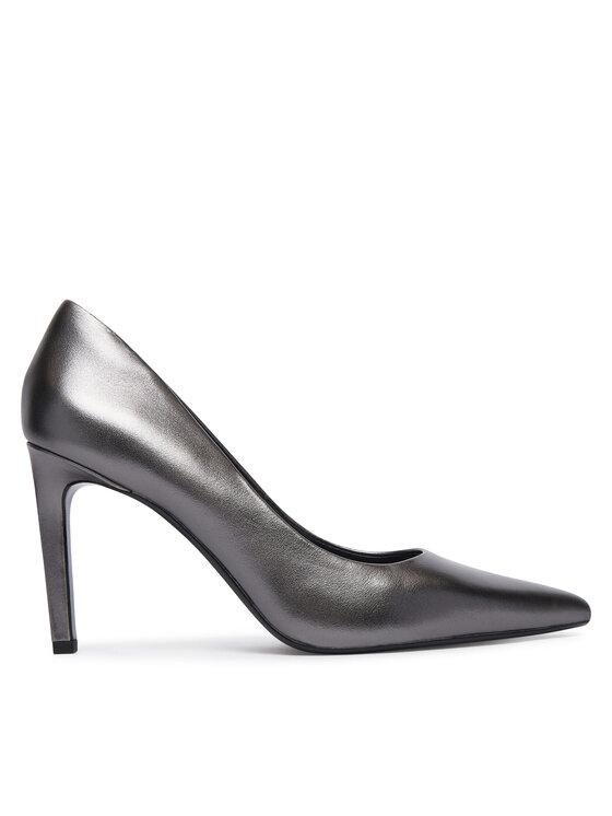 Calvin Klein Szpilki Ess Stiletto 90 Met Lth HW0HW03436 Szary ciemny