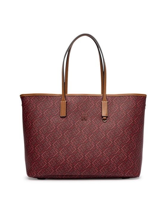 Tommy Hilfiger Torebka Th Monoplay Tote Le AW0AW17416 Czerwony ciemny