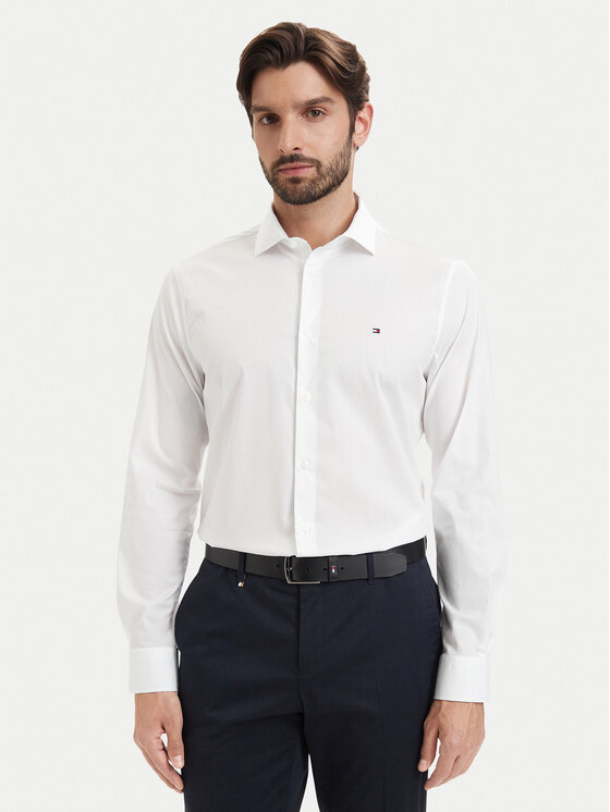 Tommy Hilfiger Koszula Cl Solid MW0MW43749 Biały Slim Fit