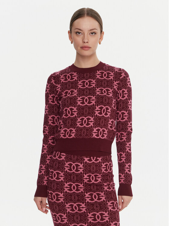 PINKO Sweter Gypsies 106041 A2YD Bordowy Regular Fit