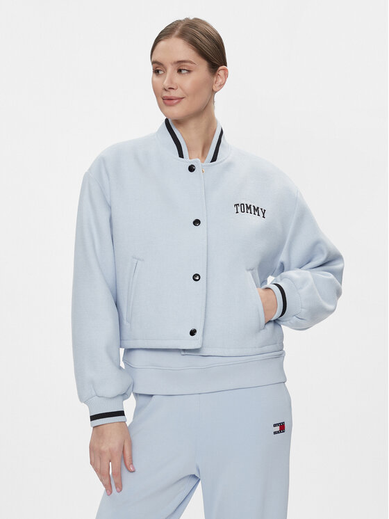 Tommy Jeans Kurtka bomber Varsity DW0DW17236 Błękitny Relaxed Fit