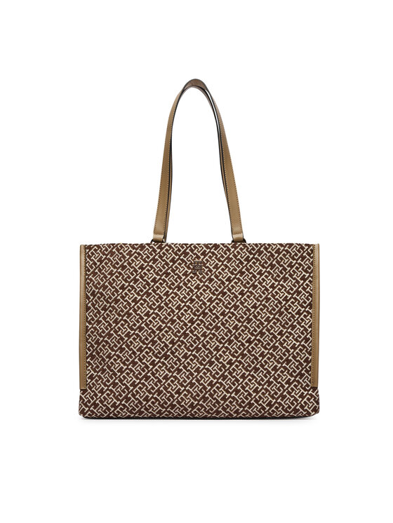 Tommy Hilfiger Torebka Th Jacquard Tote AW0AW19009 Brązowy