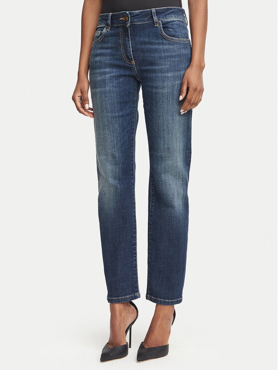 Elisabetta Franchi Jeansy PJ-25N-66E2-V340 Granatowy Straight Leg