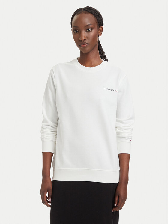 Tommy Jeans Bluza Ess Logo DW0DW22829 Biały Regular Fit