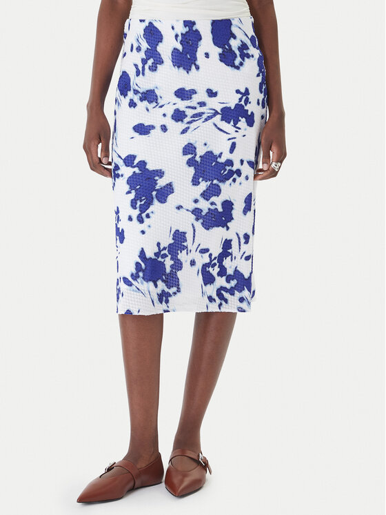 Calvin Klein Spódnica midi LV044F608G Biały Regular Fit