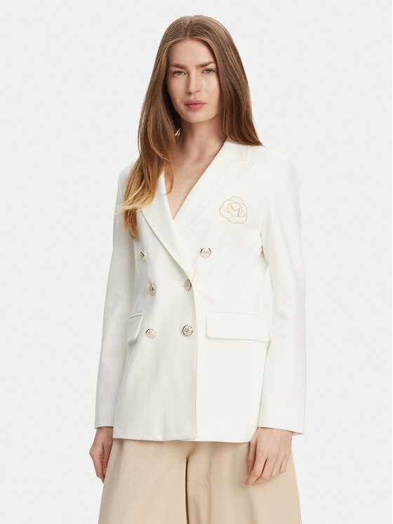 Marella Marynarka Baiocco 2513911024 Biały Slim Fit