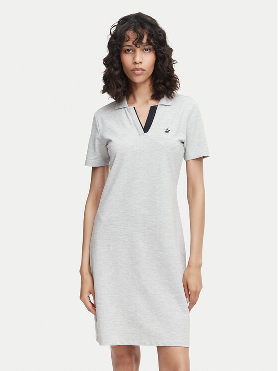 Beverly Hills Polo Club Sukienka codzienna P-SS26W-ABP526591-0461 Szary Regular Fit