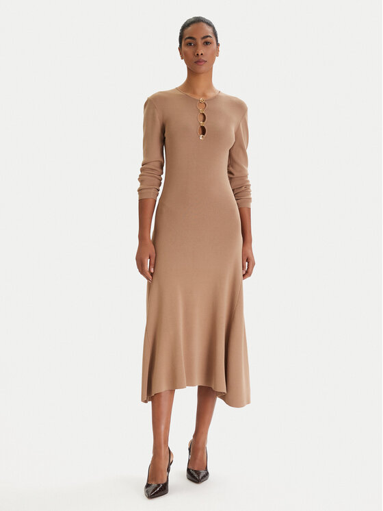 KARL LAGERFELD Sukienka dzianinowa B1W13003 Beżowy Regular Fit