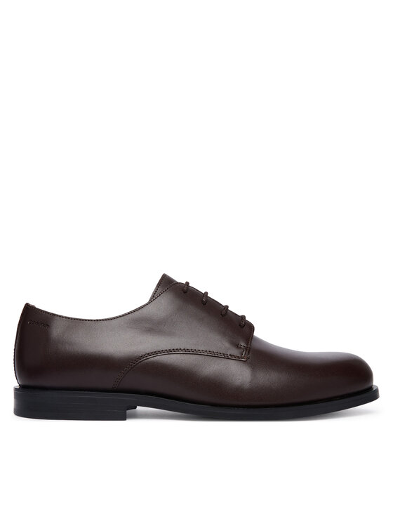 Calvin Klein Półbuty Ess Rubber Derby Lth HM0HM02056 Brązowy ciemny