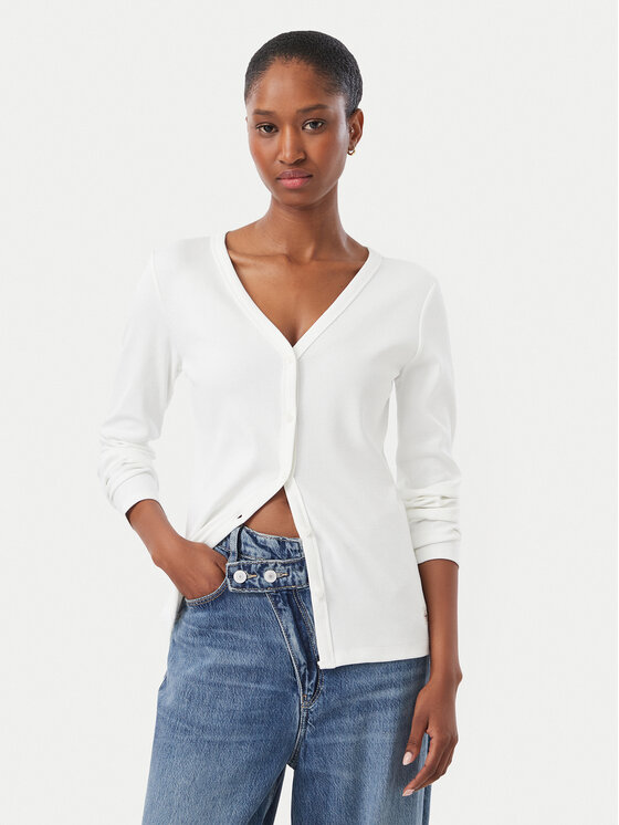 Calvin Klein Jeans Bluzka LV047G207G Biały Regular Fit