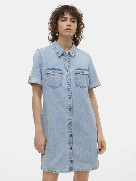 Vero Moda Sukienka jeansowa Jennie 10309665 Niebieski jasny Regular Fit