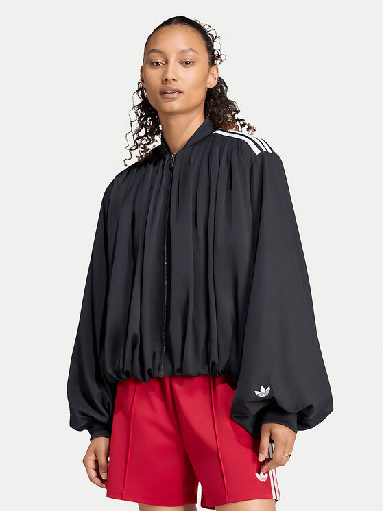 adidas Bluza Satin Pleated Track Top LG4081 Czarny Relaxed Fit