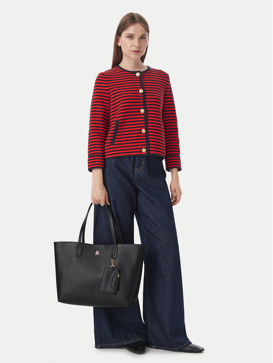 Tommy Hilfiger Torebka Th Icon Tote Mono AW0AW19004 Czarny