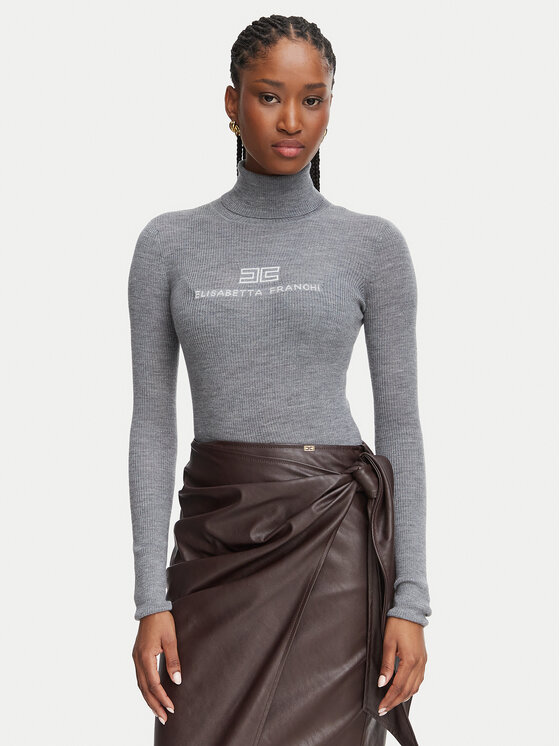 Elisabetta Franchi Golf MK-18B-66E2-V320 Szary Slim Fit