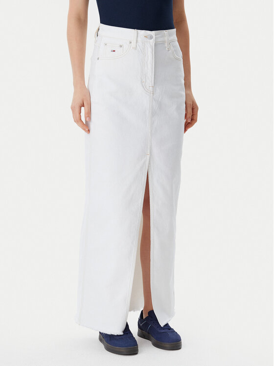 Tommy Jeans Spódnica jeansowa Claire DW0DW20125 Écru Regular Fit