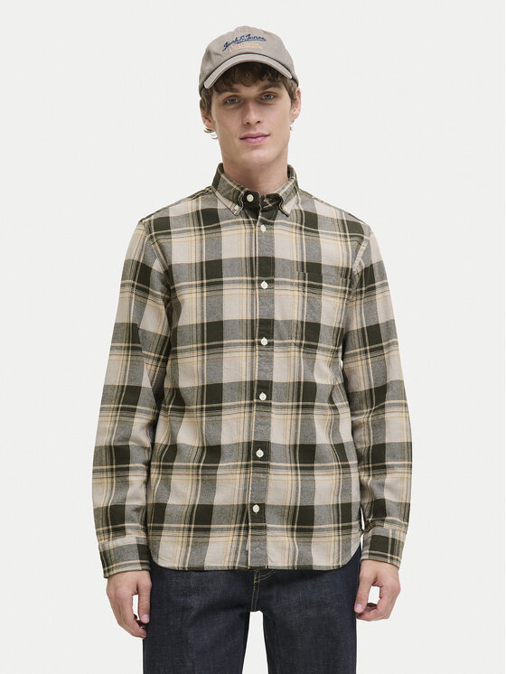 Jack & Jones Koszula Blubrook 12282354 Beżowy Regular Fit
