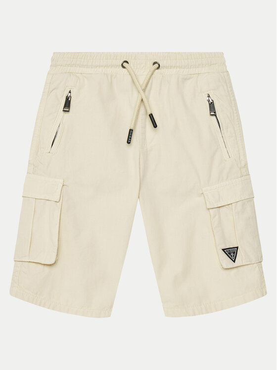 Guess Szorty materiałowe L2RD01 D3XN0 Écru Regular Fit