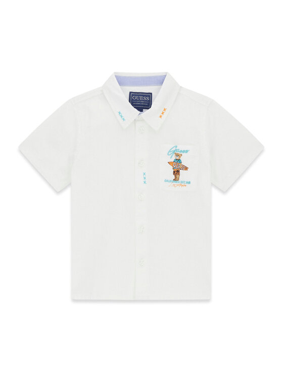 Guess Koszula N6GH04 WBHQ1 Biały Regular Fit