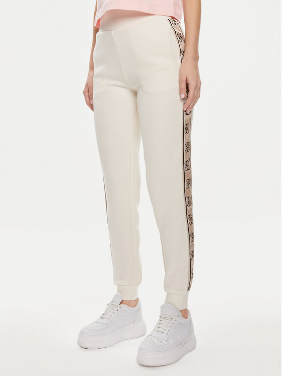 Guess Spodnie dresowe Britney V2YB15 KB3P2 Écru Regular Fit