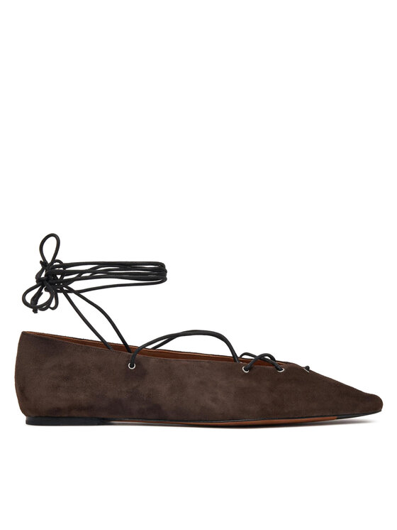 Polo Ralph Lauren Baleriny Suede Lace-Up Pointed Ballet Flat 818P15775001 Brązowy